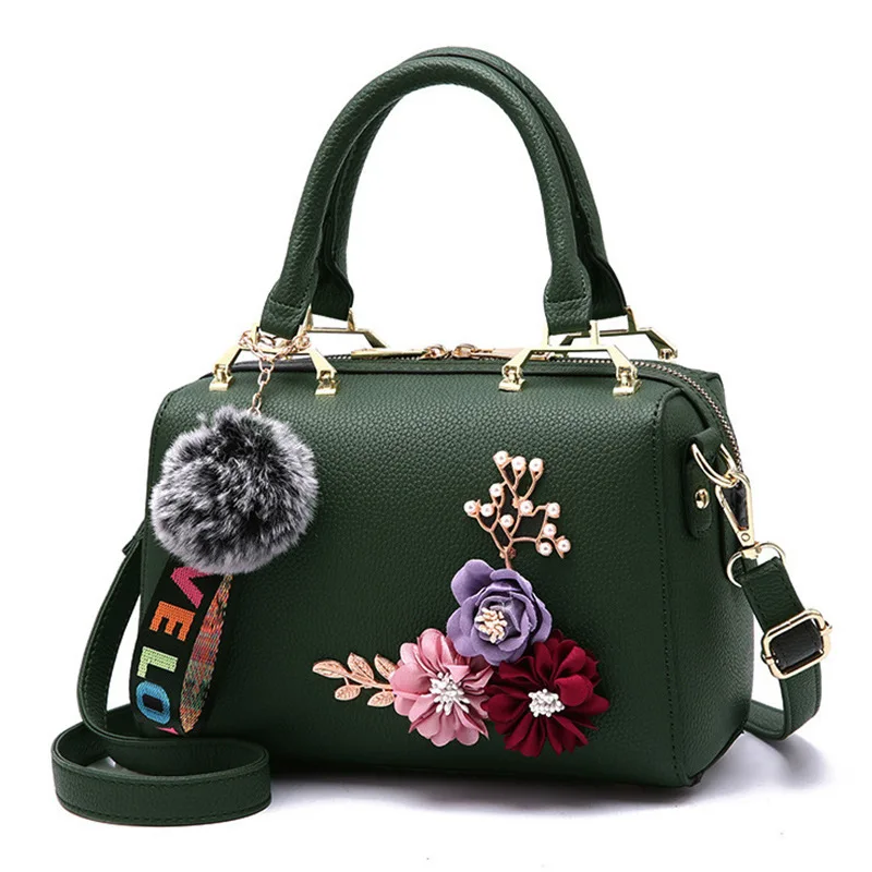 2022 New Fashion Flowers Designer Pu Leather Crossbody Bags for Women Vintage Small Shoulder Handbags Female Casual Top-Handle
