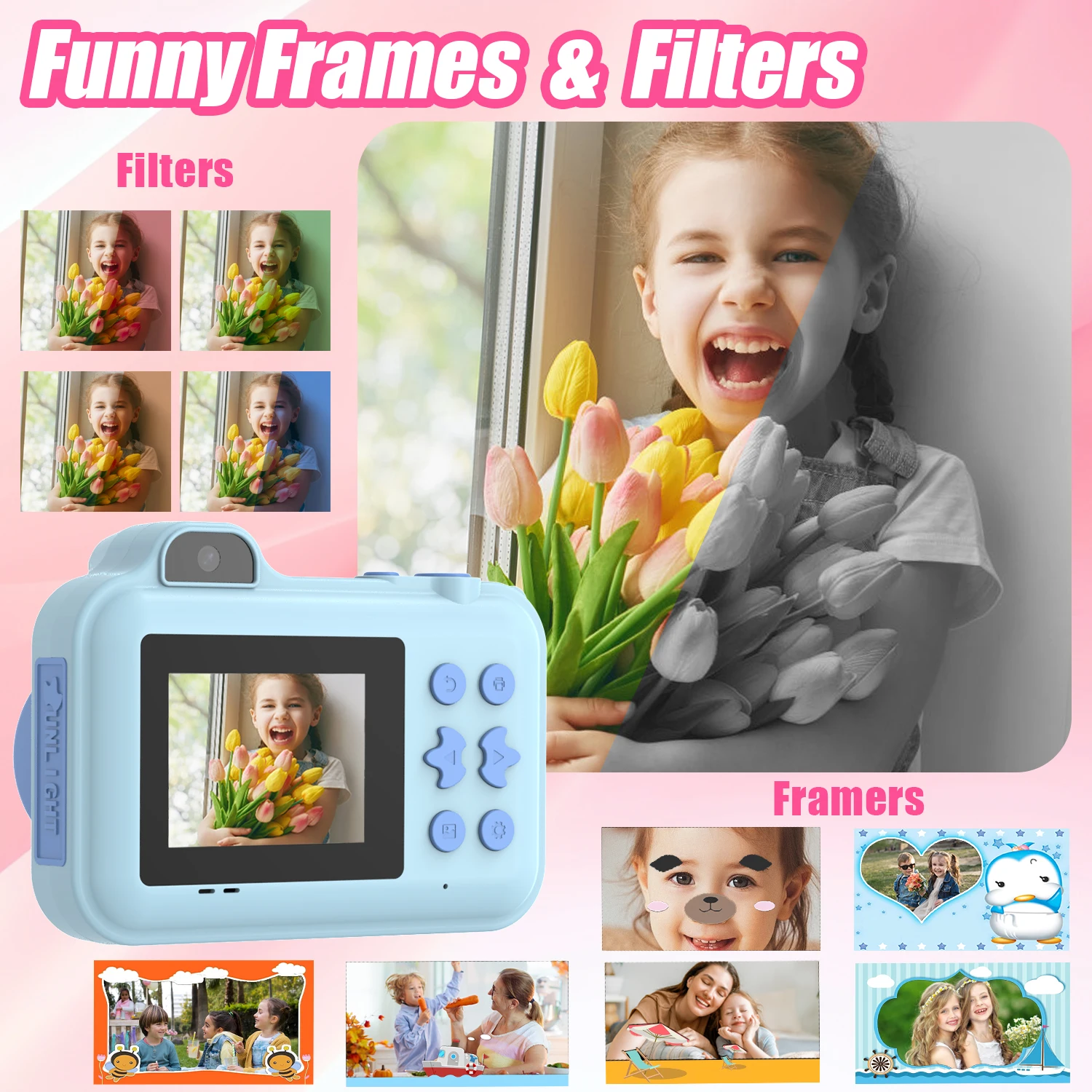 Instant Print Camera For Children Photo Video Camera Toys Thermal Print Camera Digital Camera With Sticker Color Pen 32g Tf Card, Alina Gadgets