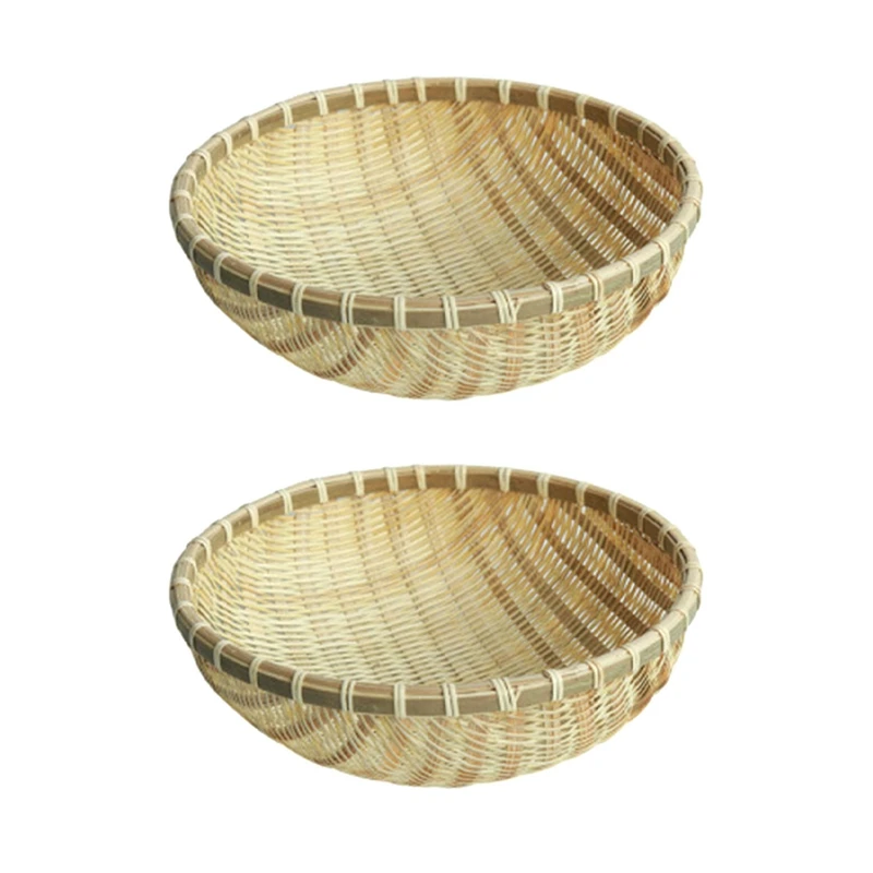 

2 шт., плетеная круглая бамбуковая корзина для хлеба