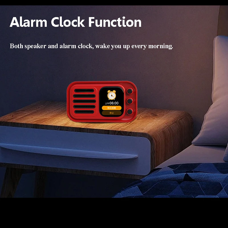 Mini Touch Screen Bluetooth Speaker Wireless Hifi TWS Stereo Soundbar Portable FM Music Player with Alarm Clock Lyrics Display