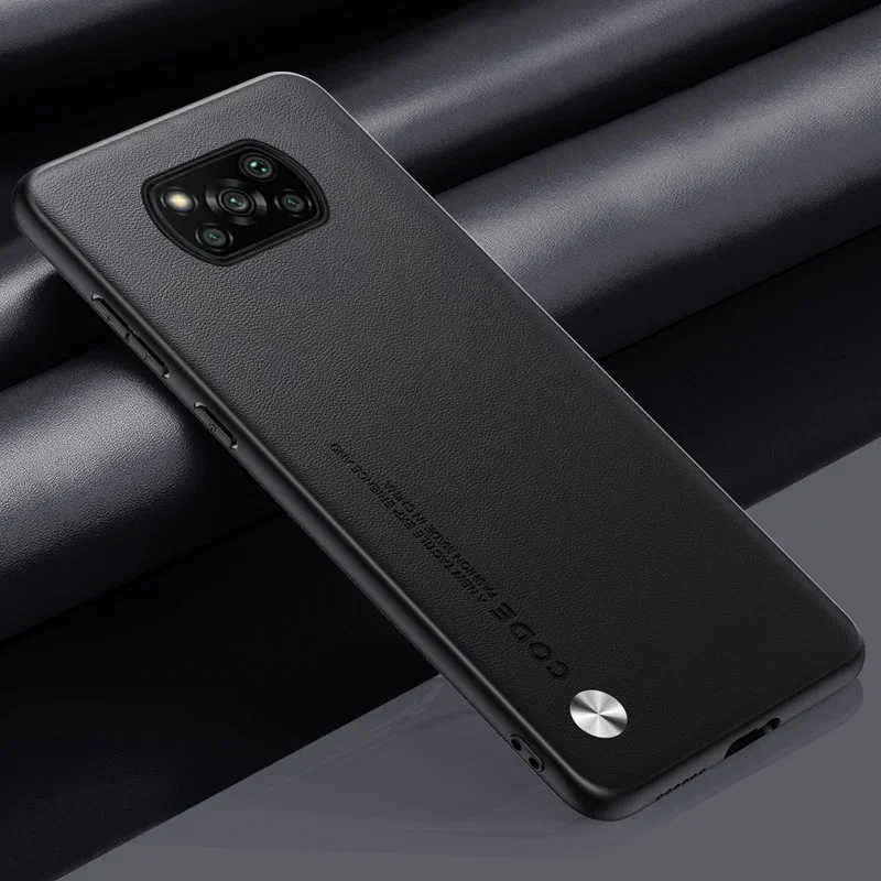 Luxury PU Leather Matte Back Phone Case - Silicone Protection Cover Coque