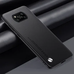 Luxury PU Leather Matte Back Phone Case - Silicone Protection Cover Coque for Poco X3 Pro (Black)