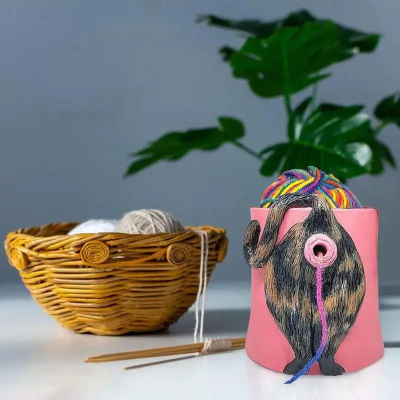 Hand Crochet Yarn Bowl DIY Tool Knitting Accessories Yarn Bowl Hand Craft Storage Bowls Knitting Holder Crochet Hooks