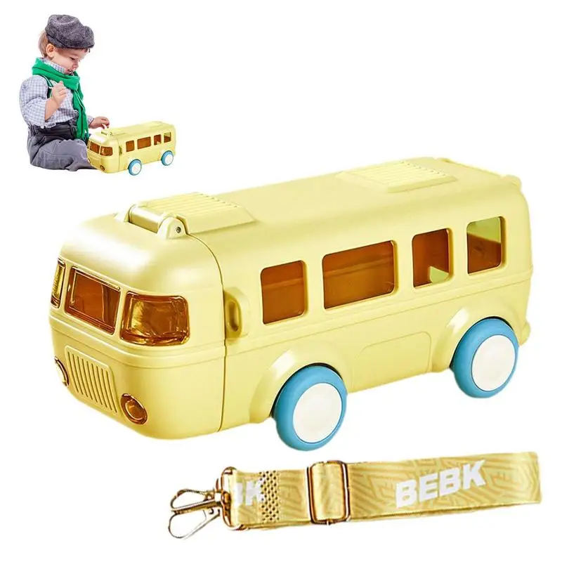 

Portable Bus Water Bottle Portable Bus Shape Water Cup Leakproof Water Cup with Adjustable Lanyard and Safe Locking Children's
