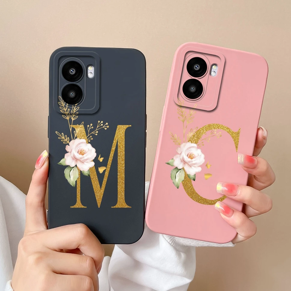 Pretty Flower Letters Liquid Silicone High-Quality Phone Cover