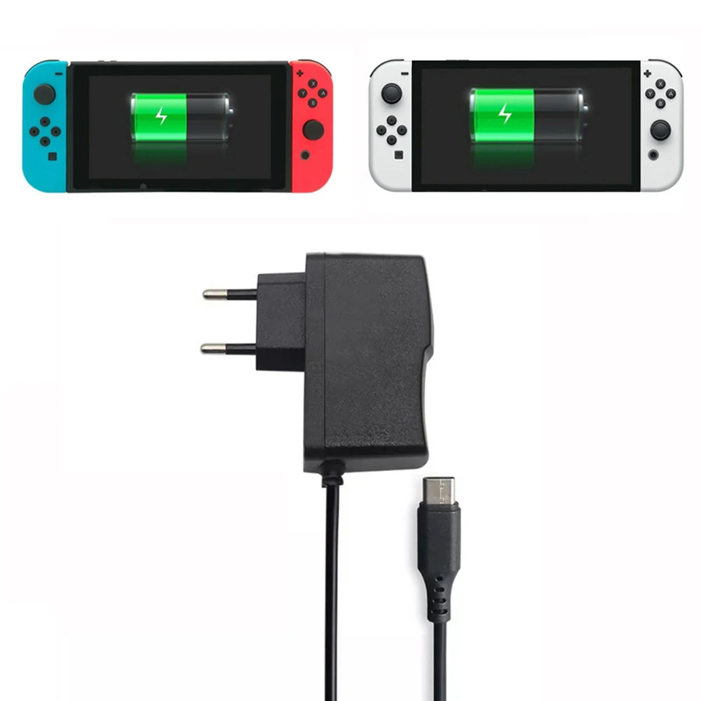스위치 NS OLED 게임 콘솔용 EU 플러그 벽 여행 홈 충전, USB C 타입 전원 공급 장치 충전, AC 어댑터 충전기, 5V 2.6A