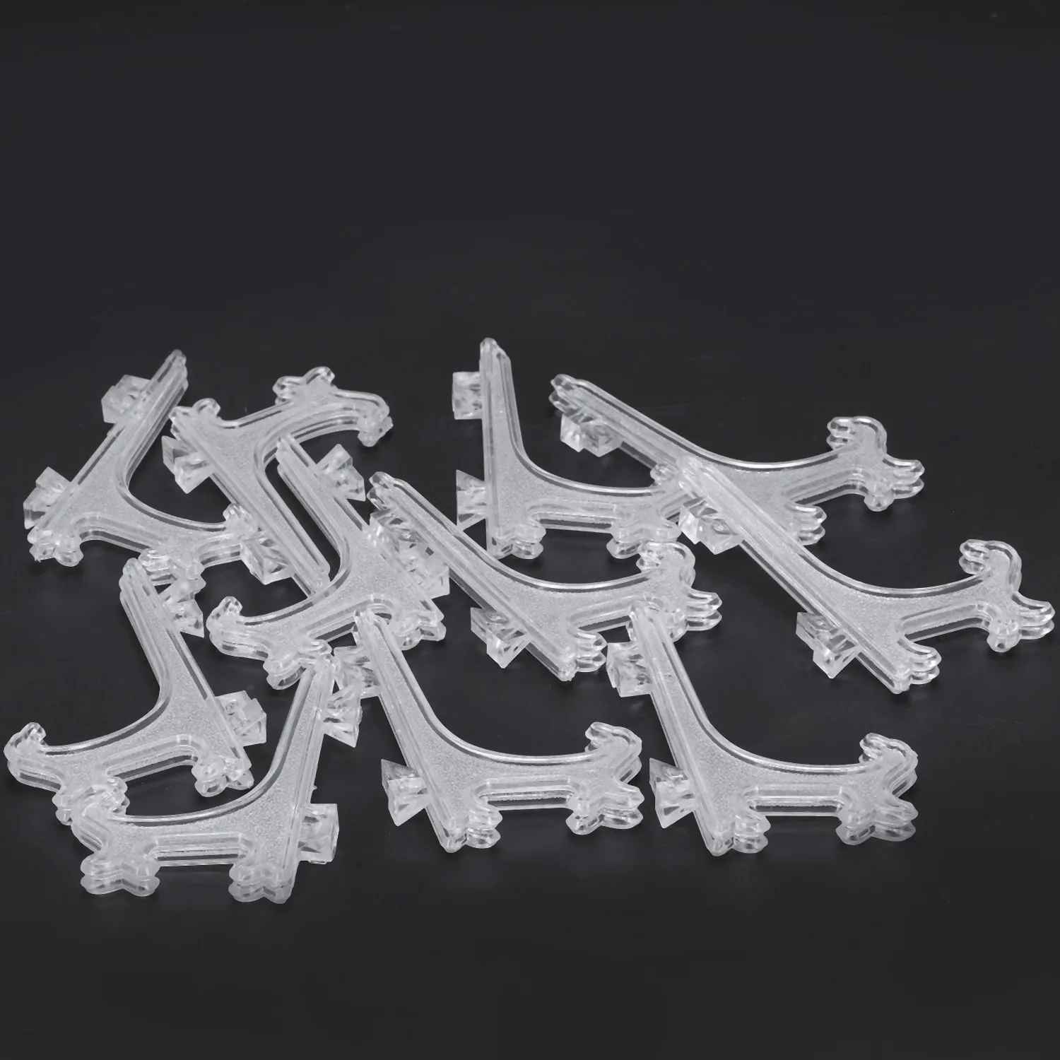 12Pcs 3 Inch Plastic Easels or Plate Holders Display Dinner Plate (Transparent), sketch easel, plate display stand
