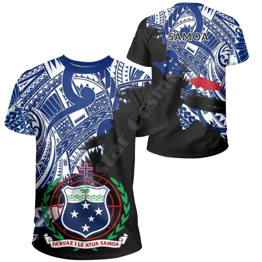

Новинка 2023, Винтажная футболка для мужчин и женщин с 3d-печатью, флагом ромени и татуировками на острове Полинезии, Самоа, футболка с коротким рукавом, уличная одежда