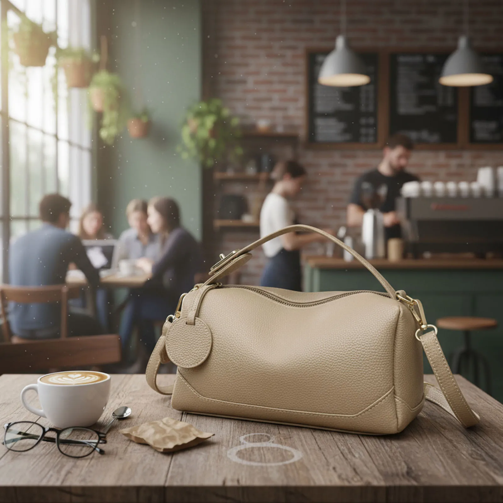 Women Girls PU Leather Solid Color Shoulder Bag with Zipper Elegant Boston Crossbody Bag Top-Handle Bag for Outings Commuting