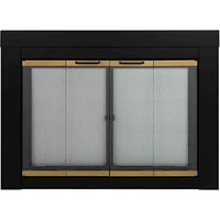 Fireplace Glass Door Small Black Bi-fold Doors Clear Glass Mesh Panel 1