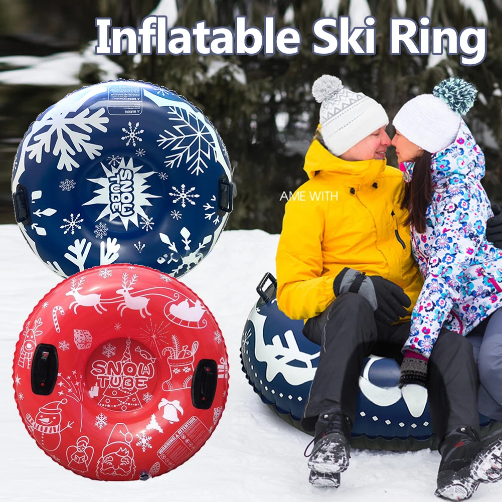Snow Ski Ring Inflatable Skiing Tube For Kids Adults Heavy Duty Snow Tube Sleds For Kids And Adults Skiing Winter Outdoor Toy
