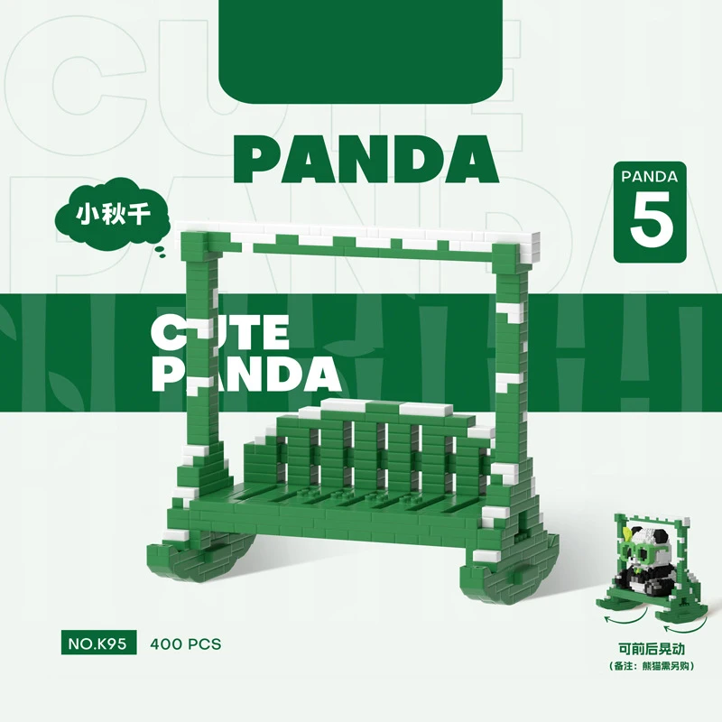 Set 4 Mini Panda Da Costruire – Mattoncini ABS Per Bambini E Adulti – Regalo Creativo Fai Da Te