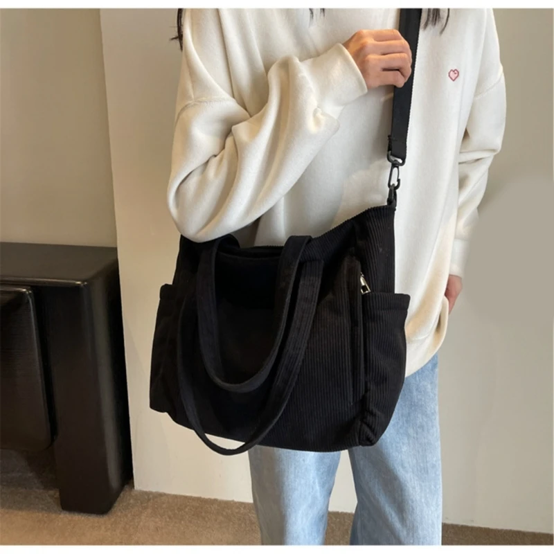 

Fashionable Corduroy Shopping Bag for Women Large Capacity Handbag Suitable for Everyday Use