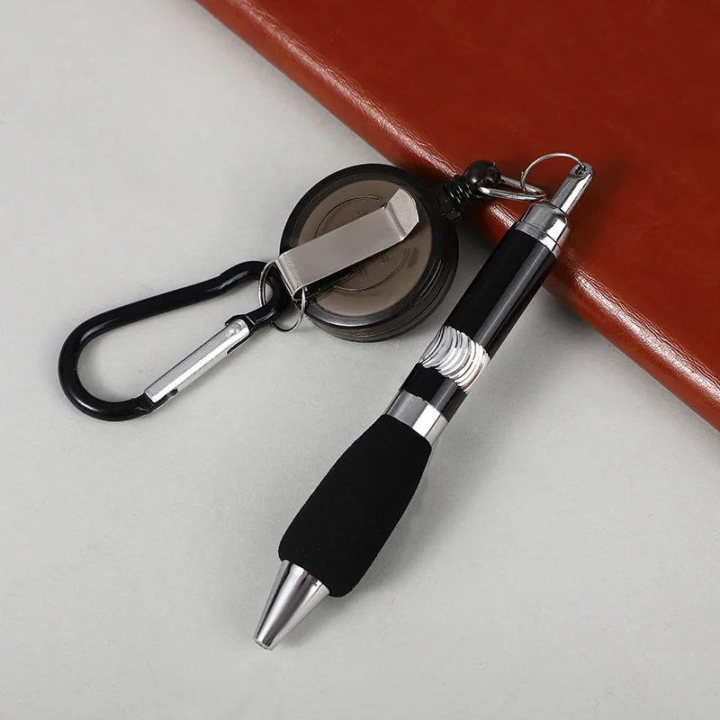 Metal Retractable Badge Reel Clip with Pull Line Pen Student Nurse ID Card  Badge Holder Carabiner Key Chain Writing Pen - AliExpress