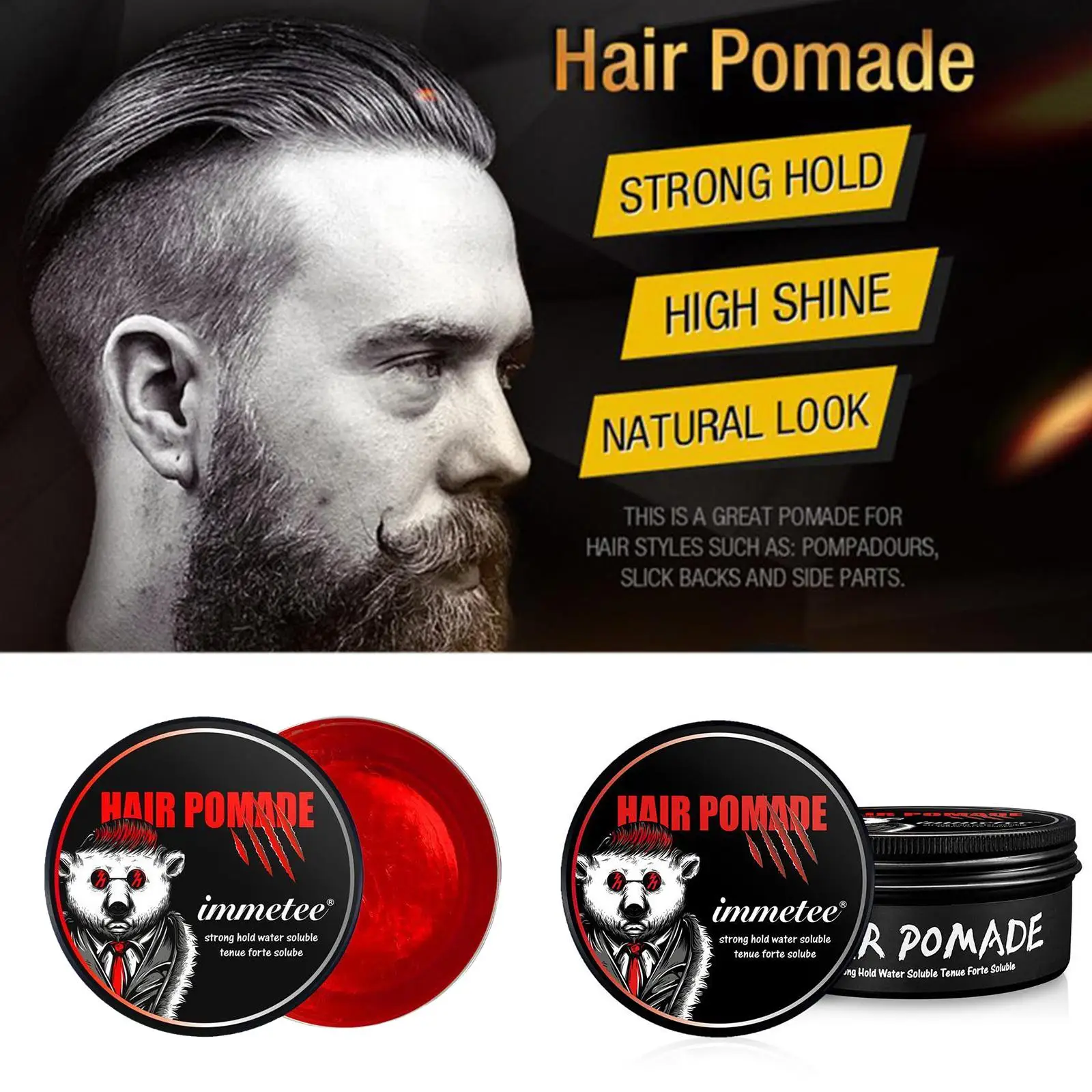 

120g Hair Pomade Men's Styling Colorful Hair Paste Fluffy Hair Shaping Not-flat Hair Long-lasting Broken Wax Cream Long-las X4W0