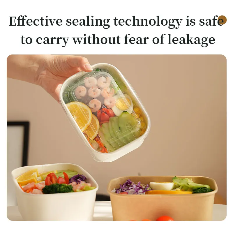 Disposable Lunch Box 25pcs/set Kraft Paper Square Lunch Box Fast Food Packing Boxes Paper Bowls With Lid Household Bento Boxes