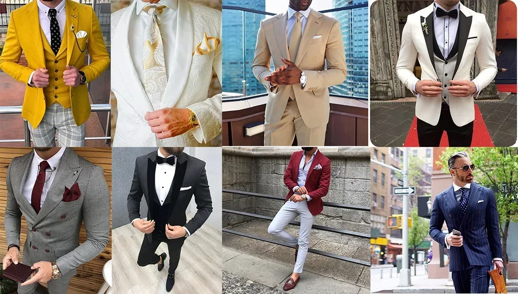 Description Picture 3 of itemAutumn Warm 2024 Blue Velvet Men Suits Groom Tuxedo Prom Slim Fit Blazers Hombre High Quality Custom 3 Piece Set Costume Homme