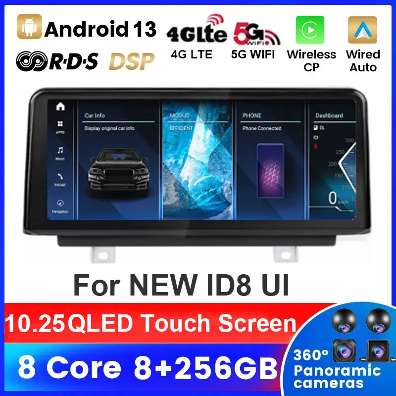 

10.25Inch QLED Android 12 ID8 Screen For BMW F45 F46 F87 Car Wireless Carplay Monitors Stereo Speacker Radio Multimedia Player