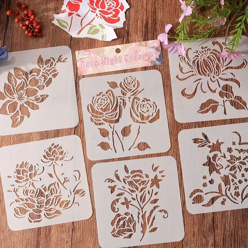 18 Stencil Riutilizzabili per Dipingere Fiori Su Tela E Pavimento