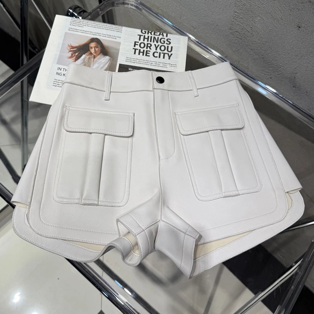 여성용 진짜 가죽 반바지, 진짜 양가죽 바지, 라이딩 반바지