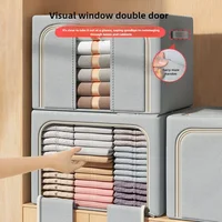 Large Transparent Clothes & Quilt Storage Box - Foldable Oxford Fabric Organizer with Zipper Lid, Space-Saving Household Storage 1