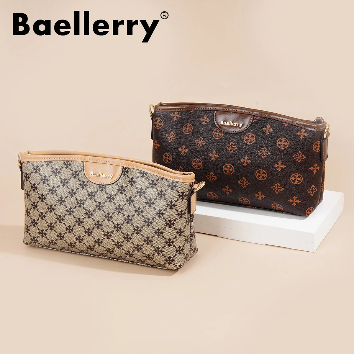 Baellerry Classic Pattern Women's Crossbody Shoulder Bag convertible 3-Way Carry RFID Blocking Lightweight Slim Casual Purse