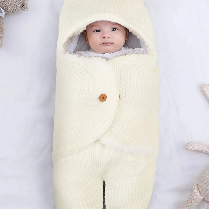 Winter Thicken Warm Newborn Sleeping Bag Soft Fleece Lining Baby Blanket Wrap Envelope Sleepsack for 0-3M Baby Stroller Cocoon