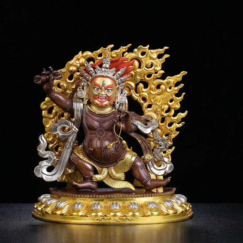 

9'' Nepal bronze gold silver Tibet buddhism Dharmapalas Vajrapani buddha statue