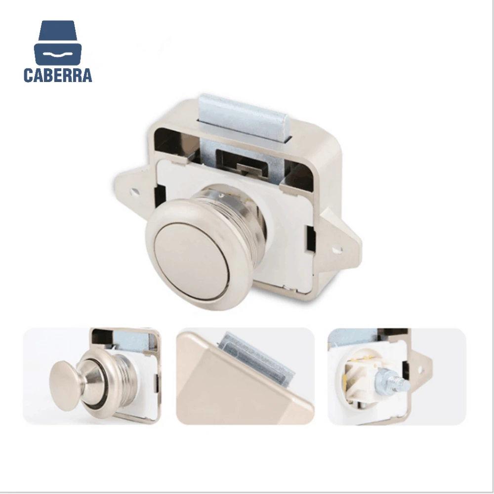 

10 Pieces Zinc Alloy Black Polygon Button Locks Camper Car Push Locks for Kitchen Cabinet Drawer for Furniture Door Hardware