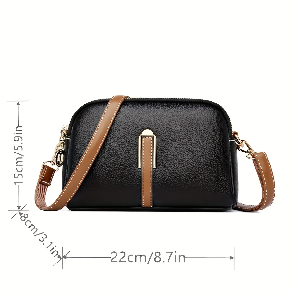 Women's Bag Retro Lychee Embossed Crossbody Bag Fashion Simple Retro PU Leather Shoulder Shell
