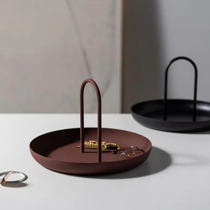 Storage Tray Kitchen Tray Jewelry Storage Tray Sofa Tray Table Plastic Nordic White Round Jewelry Tray Living Room Decoration Kitchen Table Meal Ring Trays Storage Sofa Tray With Handle Decor