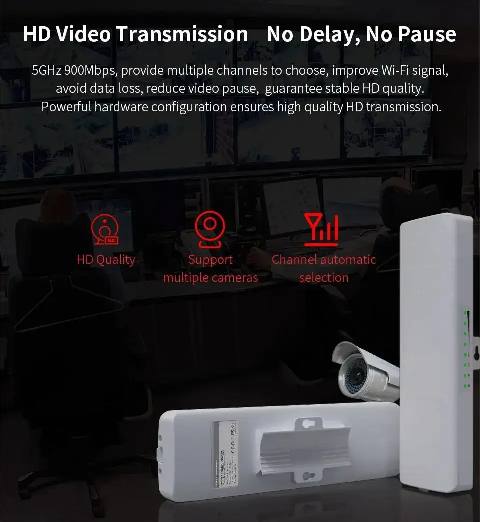 Extensor de Longo Alcance para Exterior Roteador Wifi Alta Potência Amplificador de Sinal Repetidor de Ponte sem Fio Impermeável 35km 5.8g 900mbps Cpe - Imagem 5