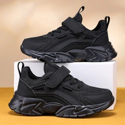 Lightweight Breathable Mesh Children's Black Sneakers - Non-Slip Casual Walking and Running Shoes - 36 (Black)