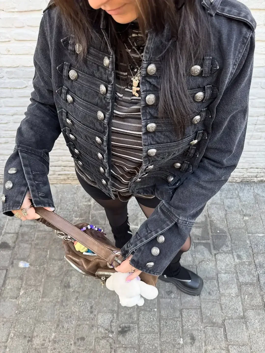 Vintage Denim Military Jacket Women Retro Solid Round Neck Single Breasted Slim Crop Coat 2026 New Lady Daily Street Outerwear 44 S8fe0c047f11c4fe09f1d43f79bc03667w