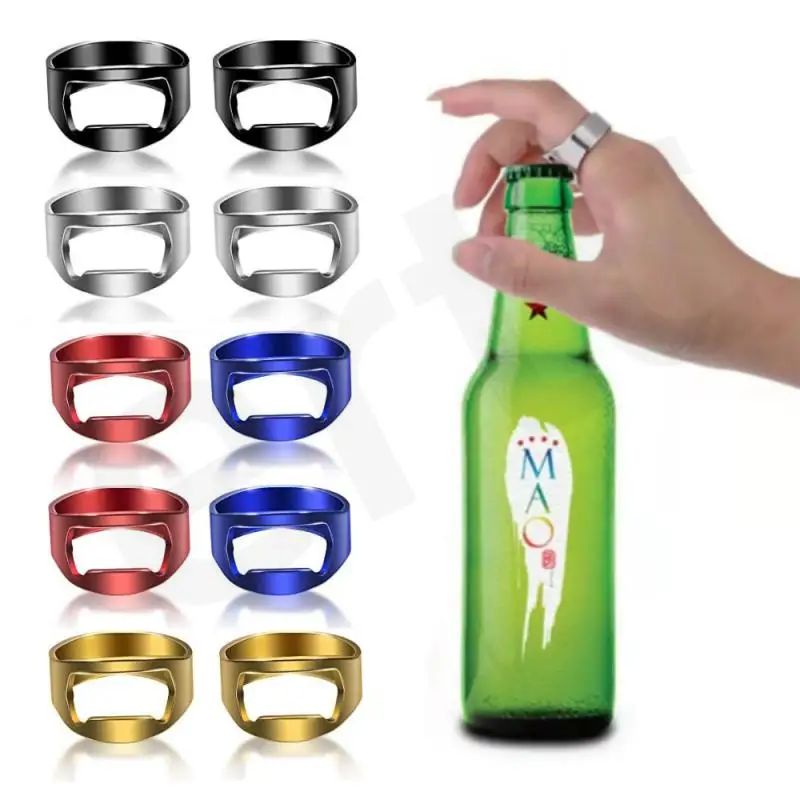 1PC Ring Shape Beer Bottles Opener Colorful Stainless Steel Finger