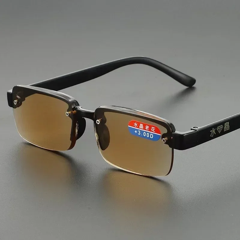 Men's Fashion Round Crystal Frame Anti-Fatigue Reading Eyewear