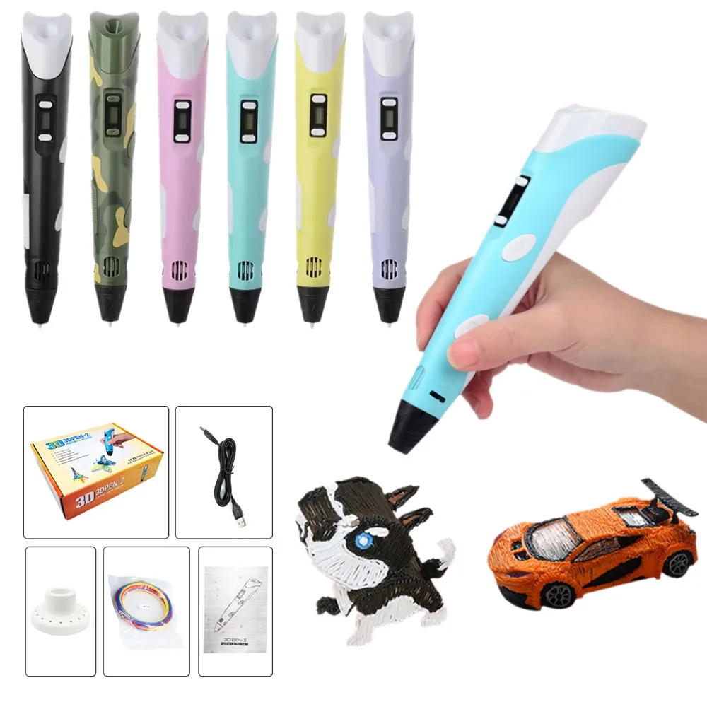 Children 3D Printing Pen LED Printer Pen Drawing Graffiti Toys With LCD Screen Compatible PLA DIY Handmade Kids Educational Toy