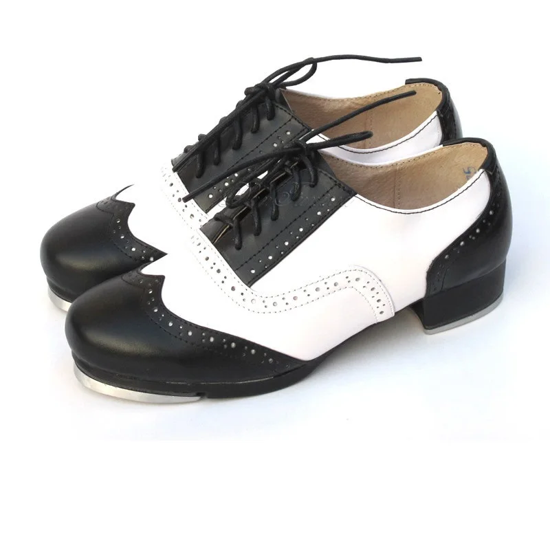 Genuine Leather Tap Shoes Woman Dance Shoes Aluminum Plate Tap Men Dance Shoes Sports Color Blocking Shoes Sneakers Children