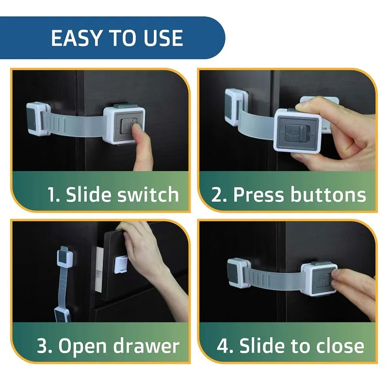 Child Safety Cabinet Locks Adjustable for Drawer Ovens Dishwasher Toilets Baby Proofing Fridge Lock for Kids Toddlers cabinet lock child lock safety lock