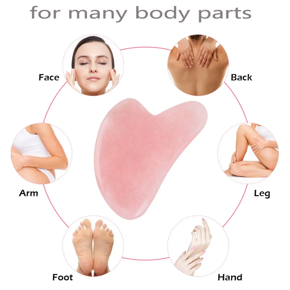 Gua Sha Massage Board for Face Rose Pink Guasha Plate Jade Face Massager Scrapers Tools for Face Neck Back Body 5