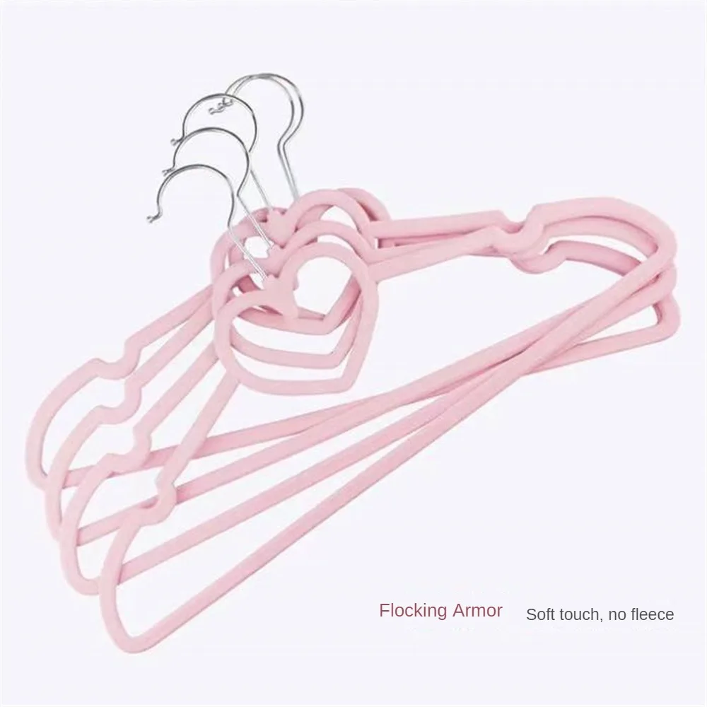 Heart-shaped Flocking Hanger Non-slip Cute Bow Design Simple Creative Hanger Anti-drop Storage Rack 6