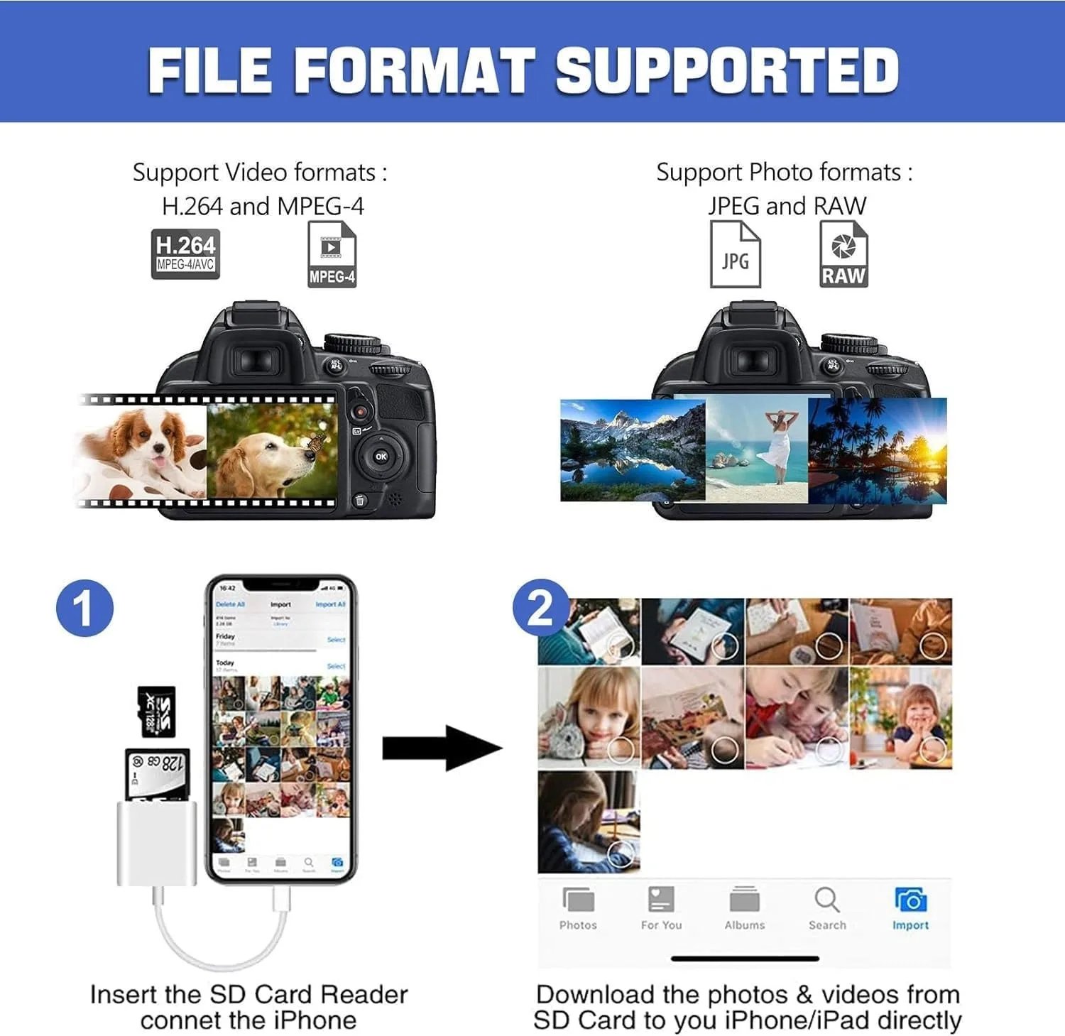 SD/TF 카드 리더 USB 카드, 아이패드 카메라 맥북 어댑터용 CF카드, 아이폰 14, 13, 12, 11 프로 맥스