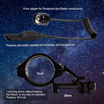 Super Bright Flashlight Torch -High Power White Light Beam,Remote Switch 2pcs Rechargeable Batteries Hunting Camping Fishing 3