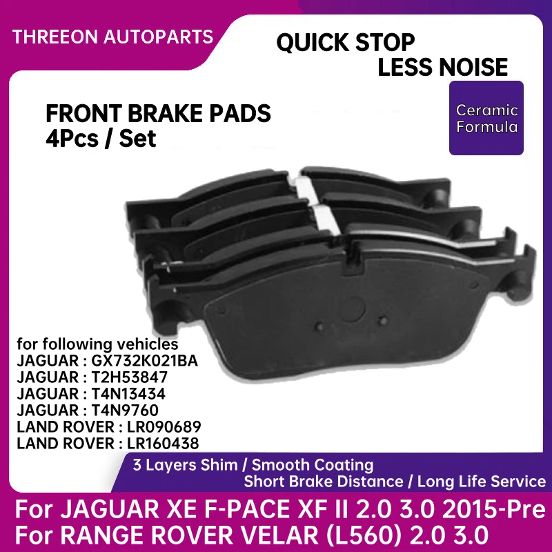 THREEON Front Brake Pad For JAGUAR XE F-PACE XF II For LAND ROVER DISCOVERY L550 L560 RANGE ROVER VELAR TO1330-F P36035 LR090689