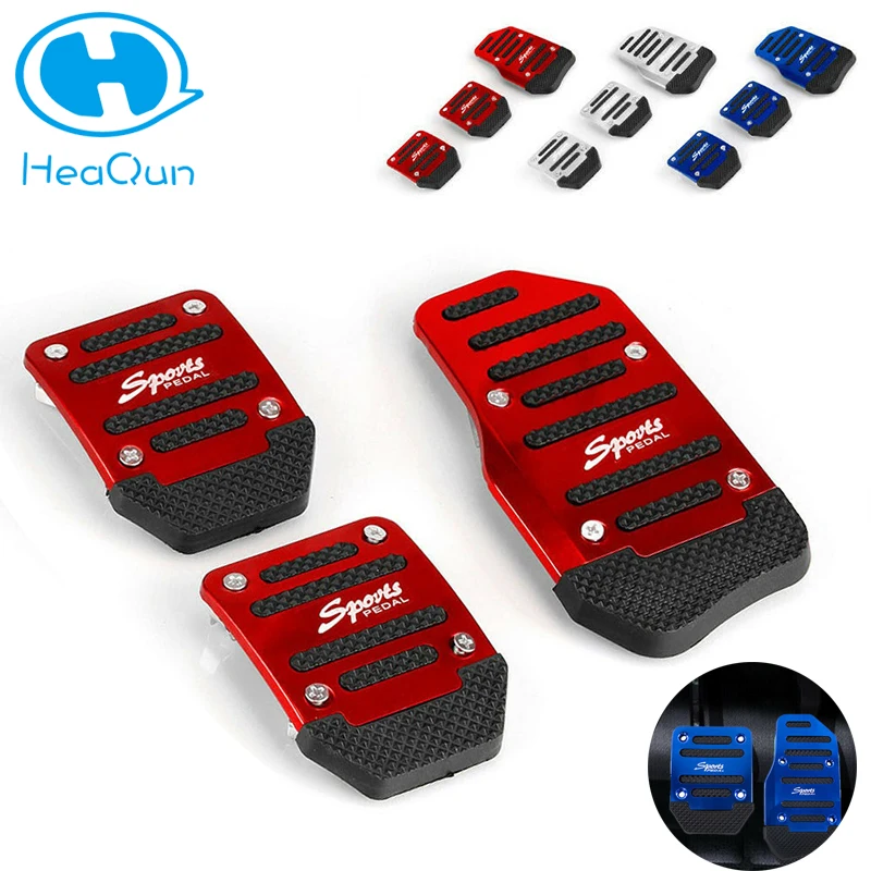 Car Pedals Universal 3pcs Aluminum Automatic Transmission Car Pedal Cover Non-Slip Brake Fuel Gas Foot Pad Set Kit