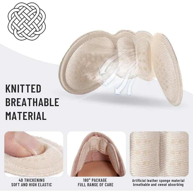 4Pairs Heel Insoles Patch Pain Relief Anti-wear Cushion Pads Feet Care Heel Protector Adhesive Back Sticker Shoes Insert Insole