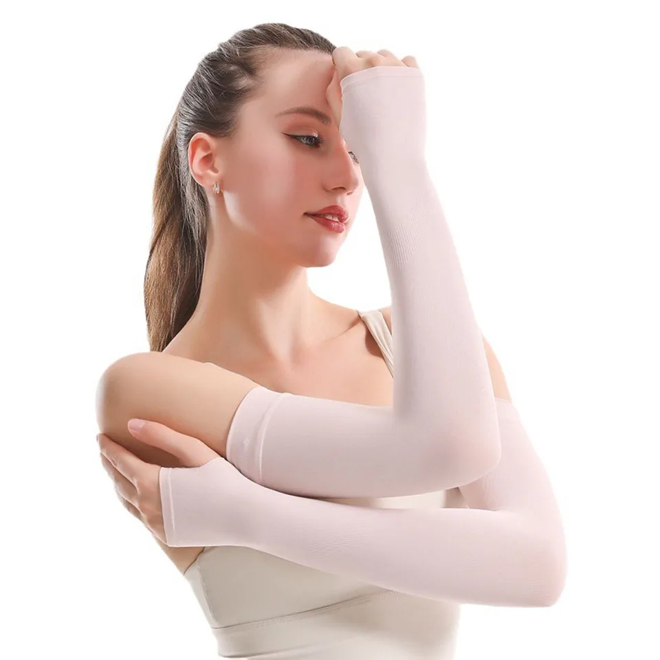 1 Pair Ice Silk Sun Protection Arm Covers Elbow Cover Outdoor Cycling Running Fishing Driving Anti-UV