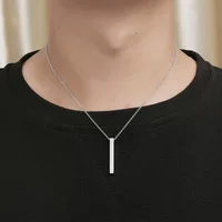 Fashion Rectangle Pendant Necklace Men Collar Trendy Stainless Steel Cuban Chain Necklace For Men Jewelry Gift collar hombre - Image 5