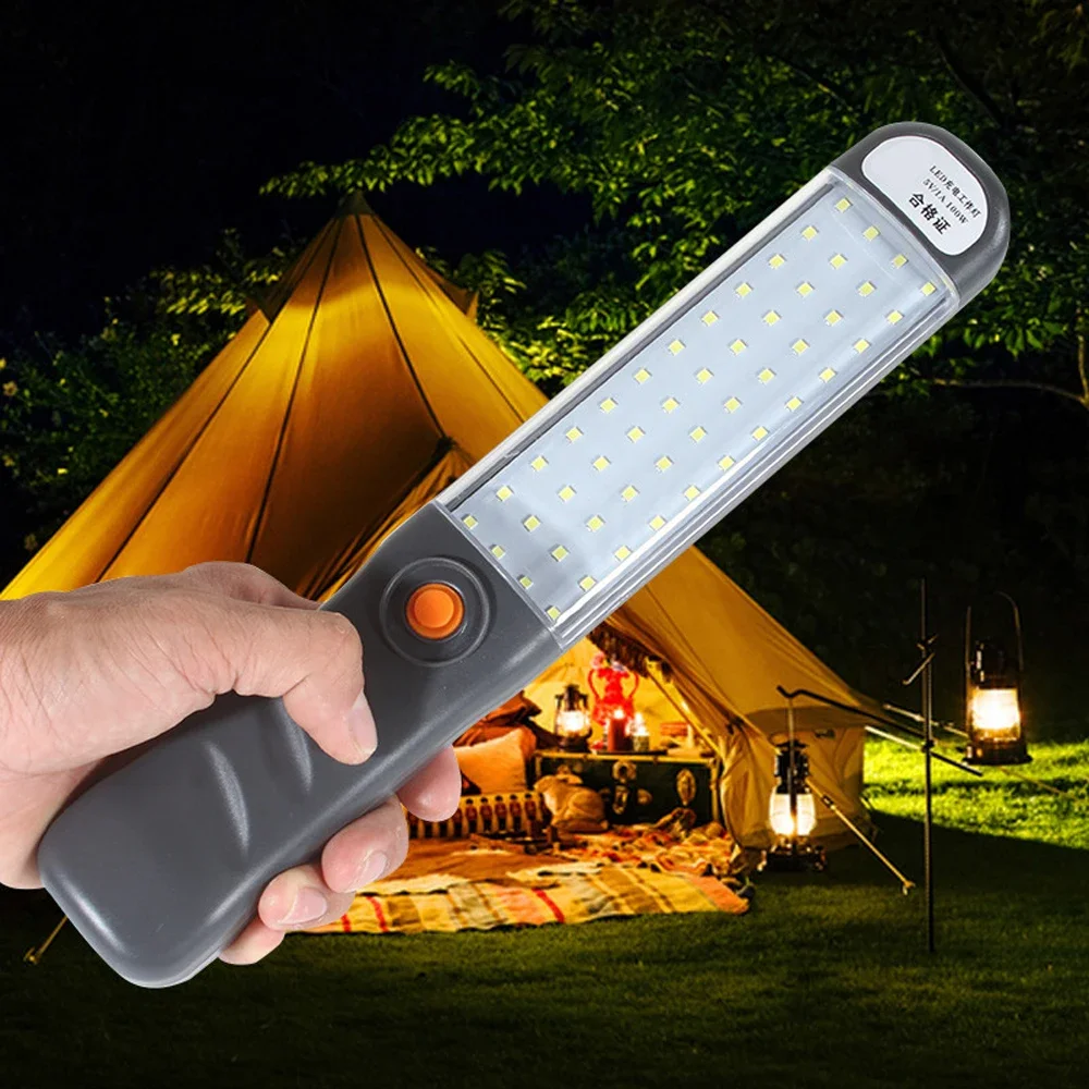 E2 LED Flashlights Rechargeable Work Light with Magnetic Hanging Hook 3 Modes Floodlight for Car Repair Grill Outdoor Light Lamp