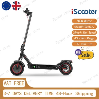 Monopattino Elettrico iScooter i9 Max, Motore 500W, Batteria 36V 10Ah, Pneumatici 10", Pieghevole, Doppia Sospensione, 35km/h, Autonomia 30-35km